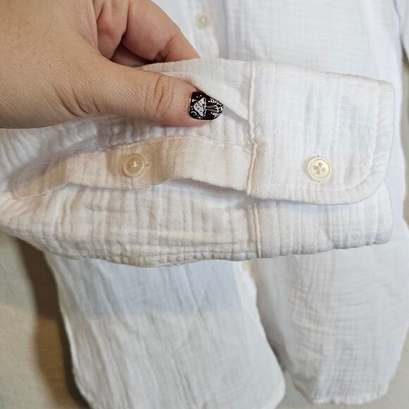J Crew Factory Gauze Cotton Button Front Top Blouse Women's Size XXS Summer - Picture 4 of 9